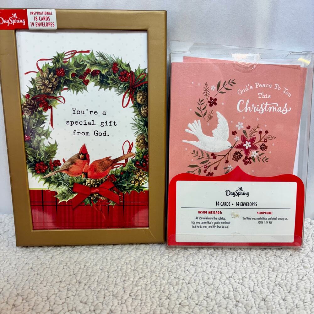 Dayspring Religious Box Christmas Cards & Envelopes Lot of 2 Designs Mostly Full